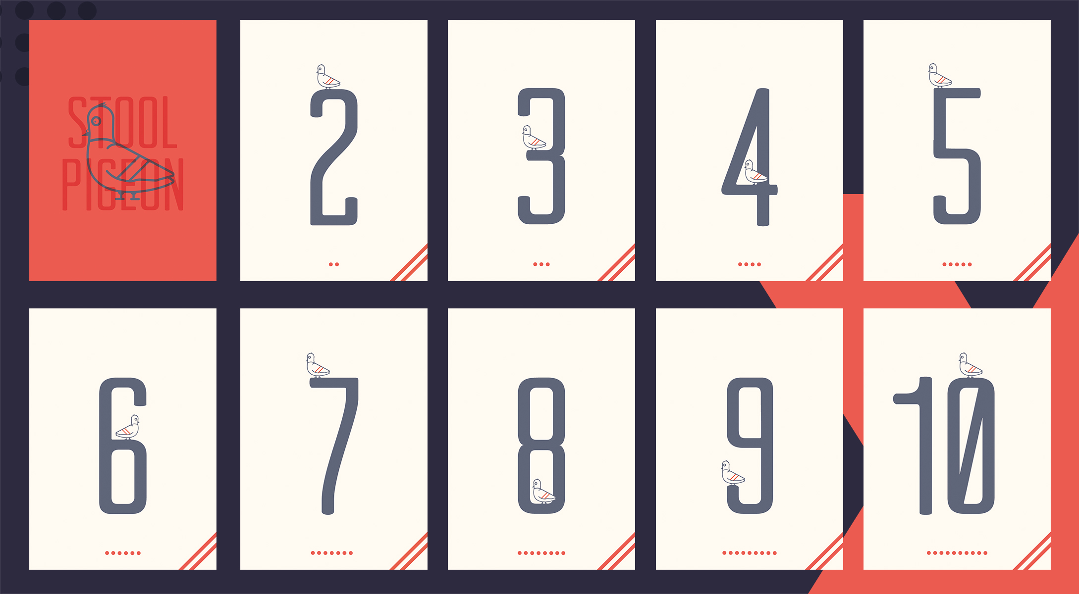 Number Card Designs for Stool Pigeon Tabletop Game